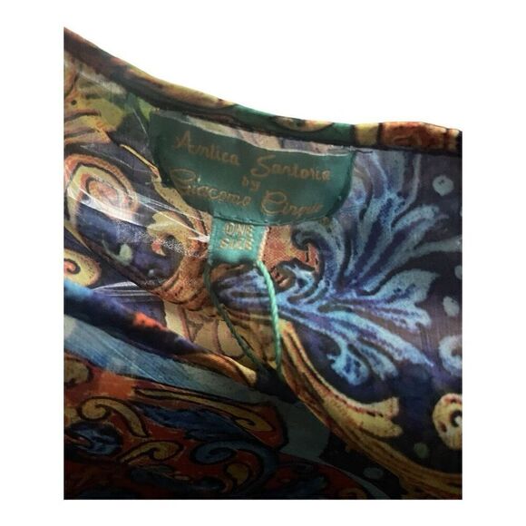 NWT Antiga Santoria Semi Sheer Coquette Print Blouse Coverup One Size Fits Most - Picture 6 of 6